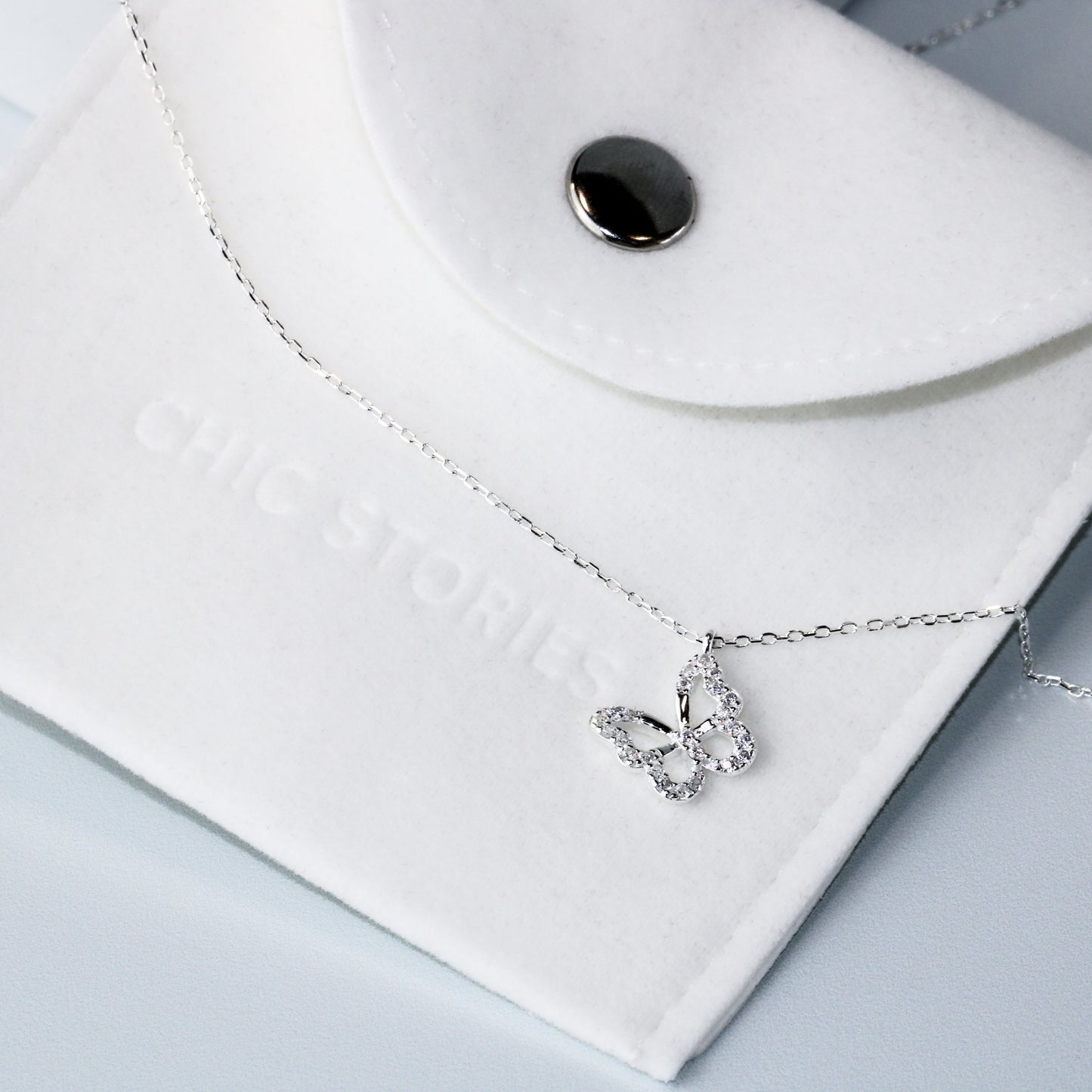 Sparkly Butterfly Pendant Necklace