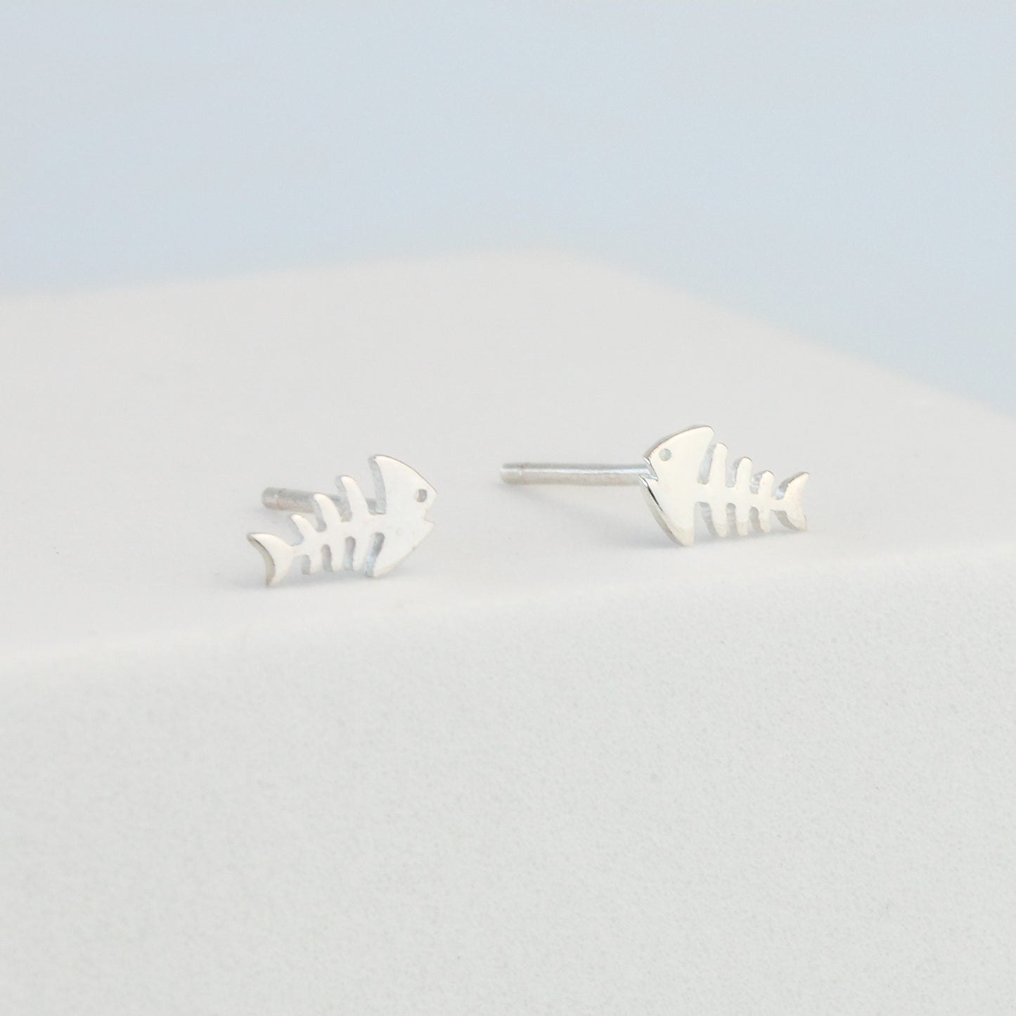 Tiny Fishbone Stud Earrings