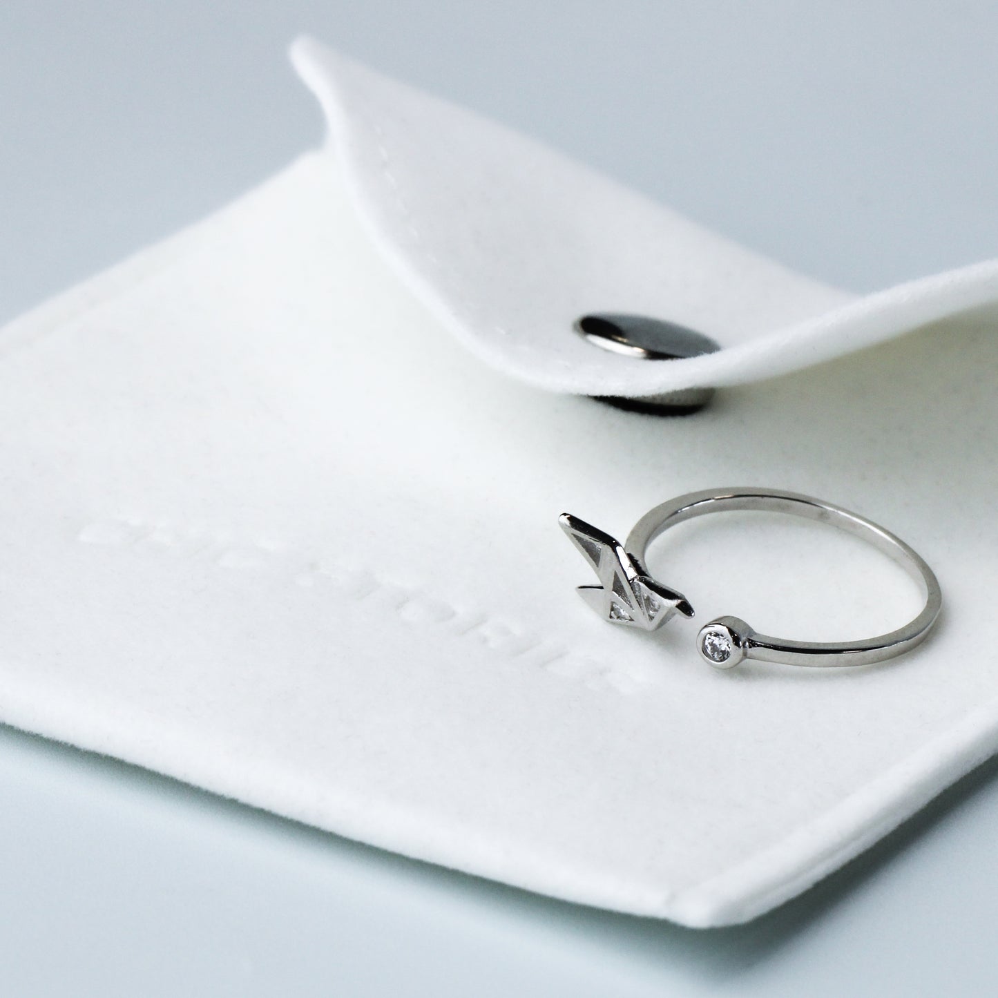 Crystal Detail Origami Crane Ring