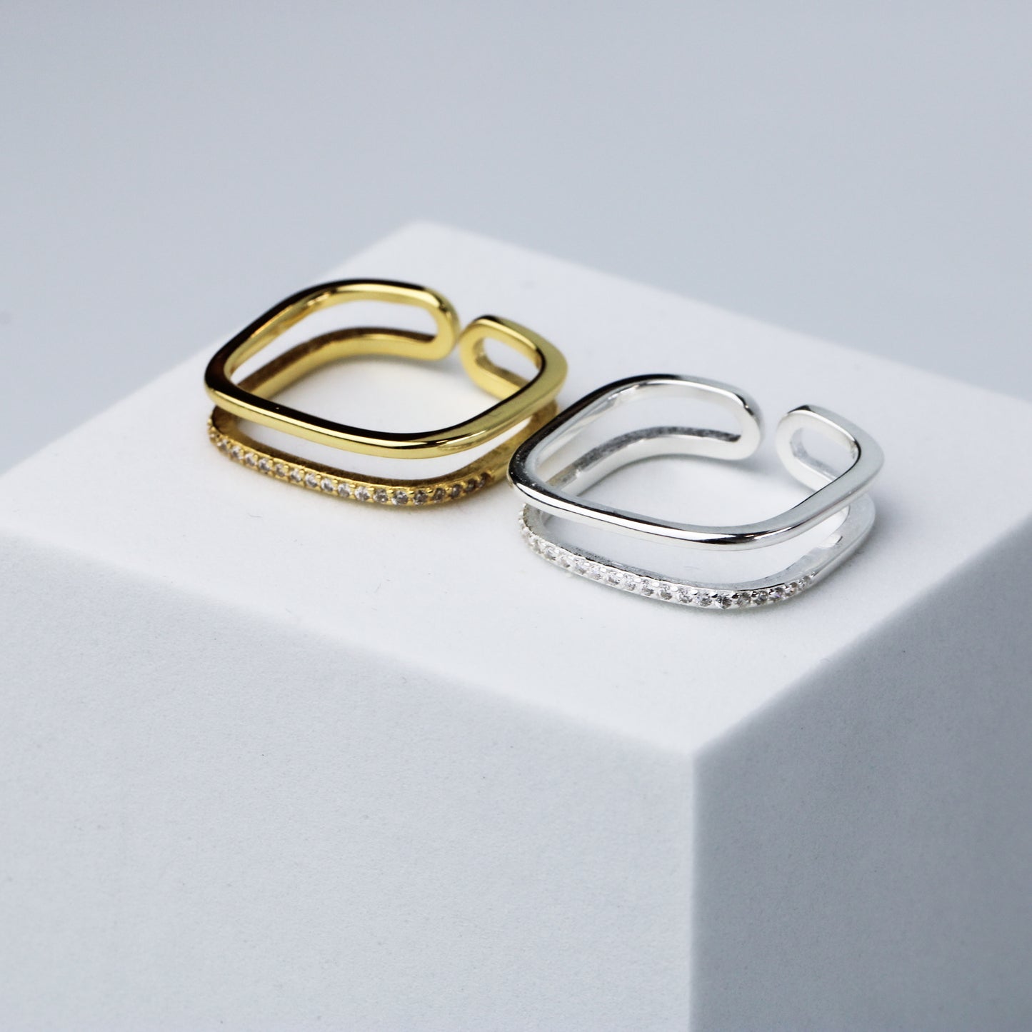 Double Band Square Ring
