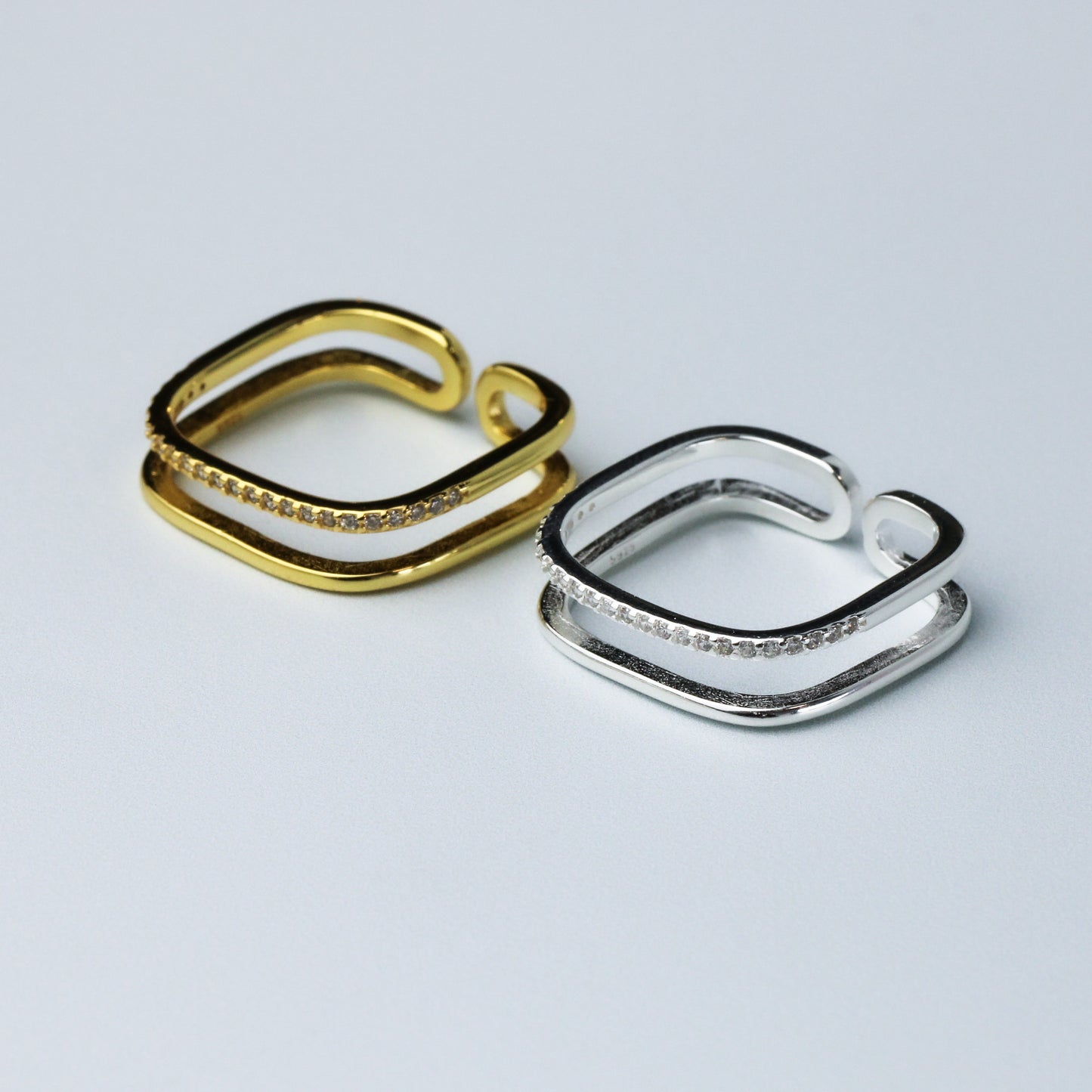 Double Band Square Ring