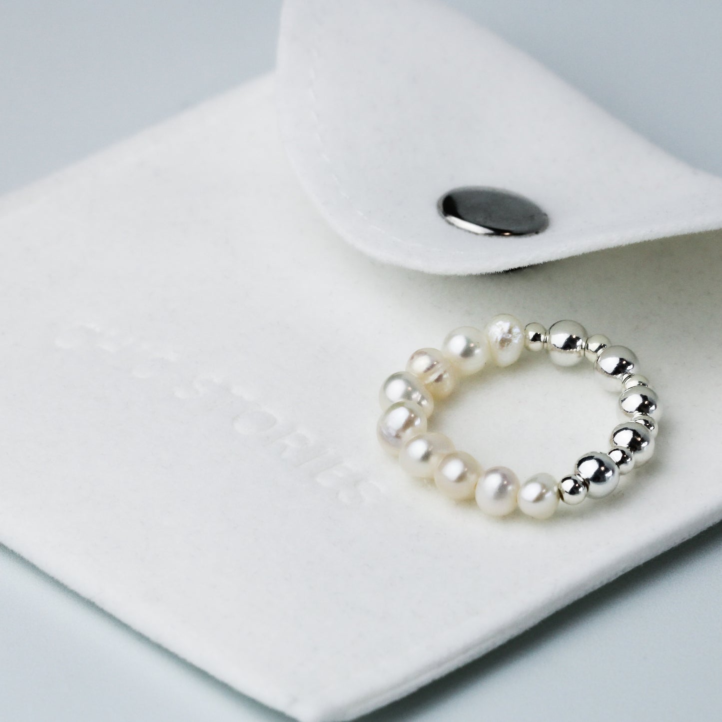 Pearl and Silver Beaded Ring