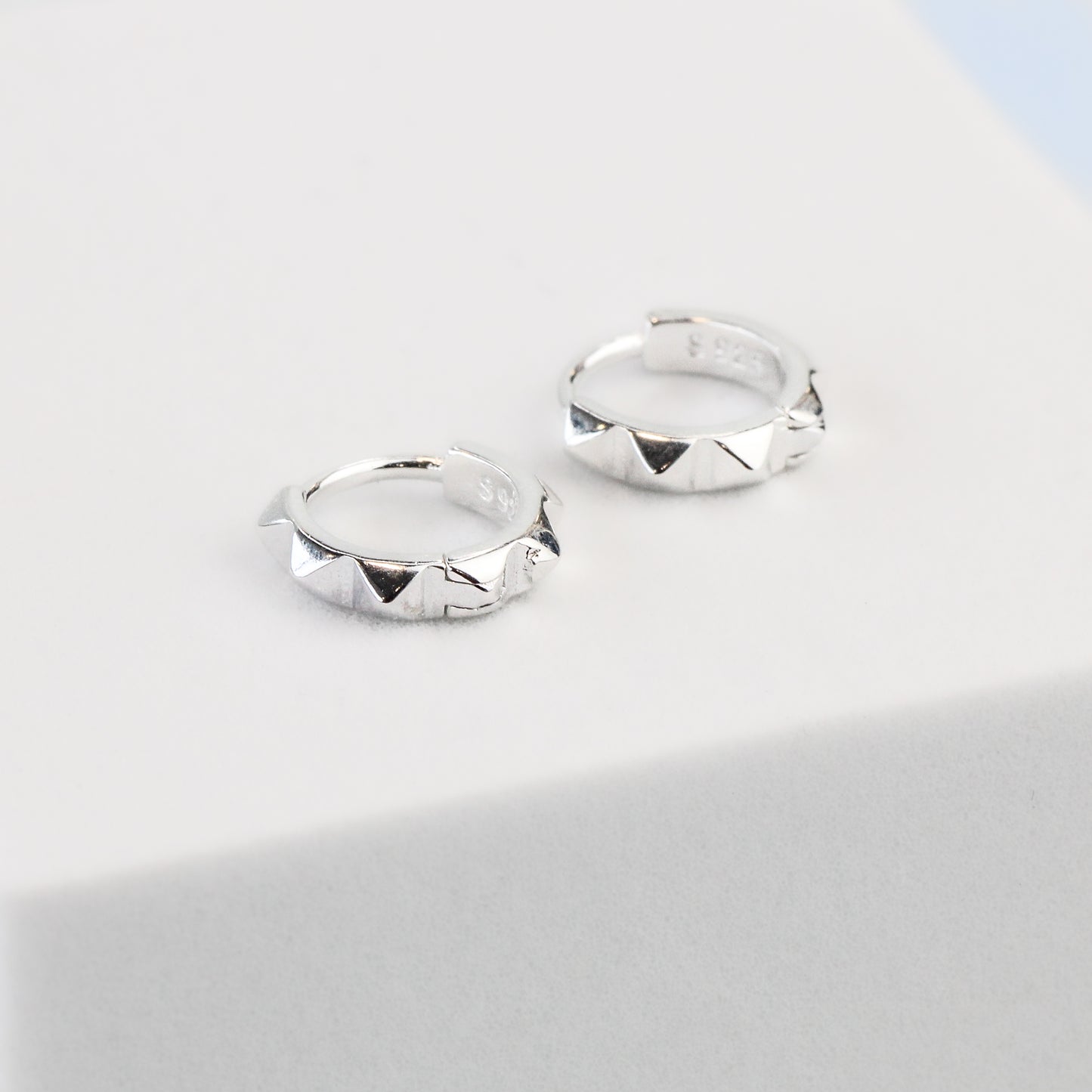 Tiny Pyramid Spike Hook Earrings