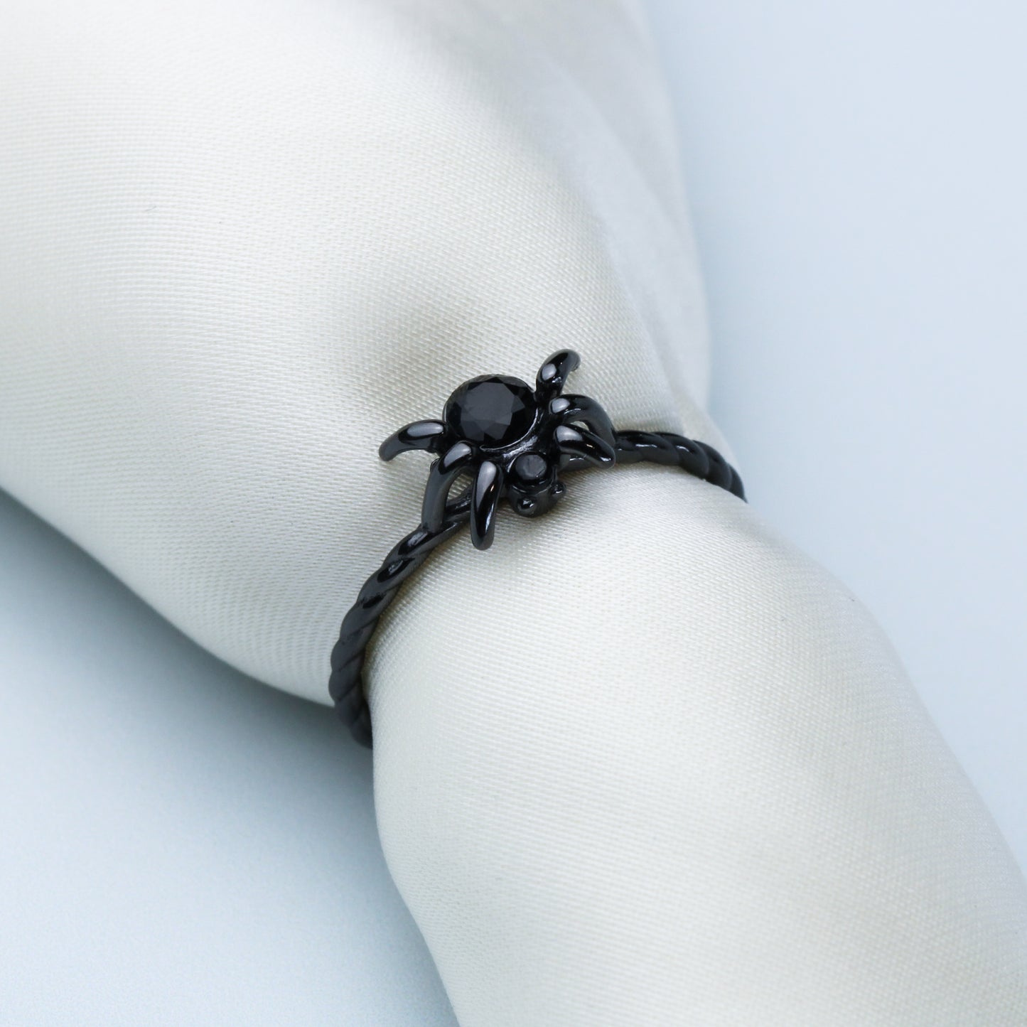 Black Crystal Spider Ring