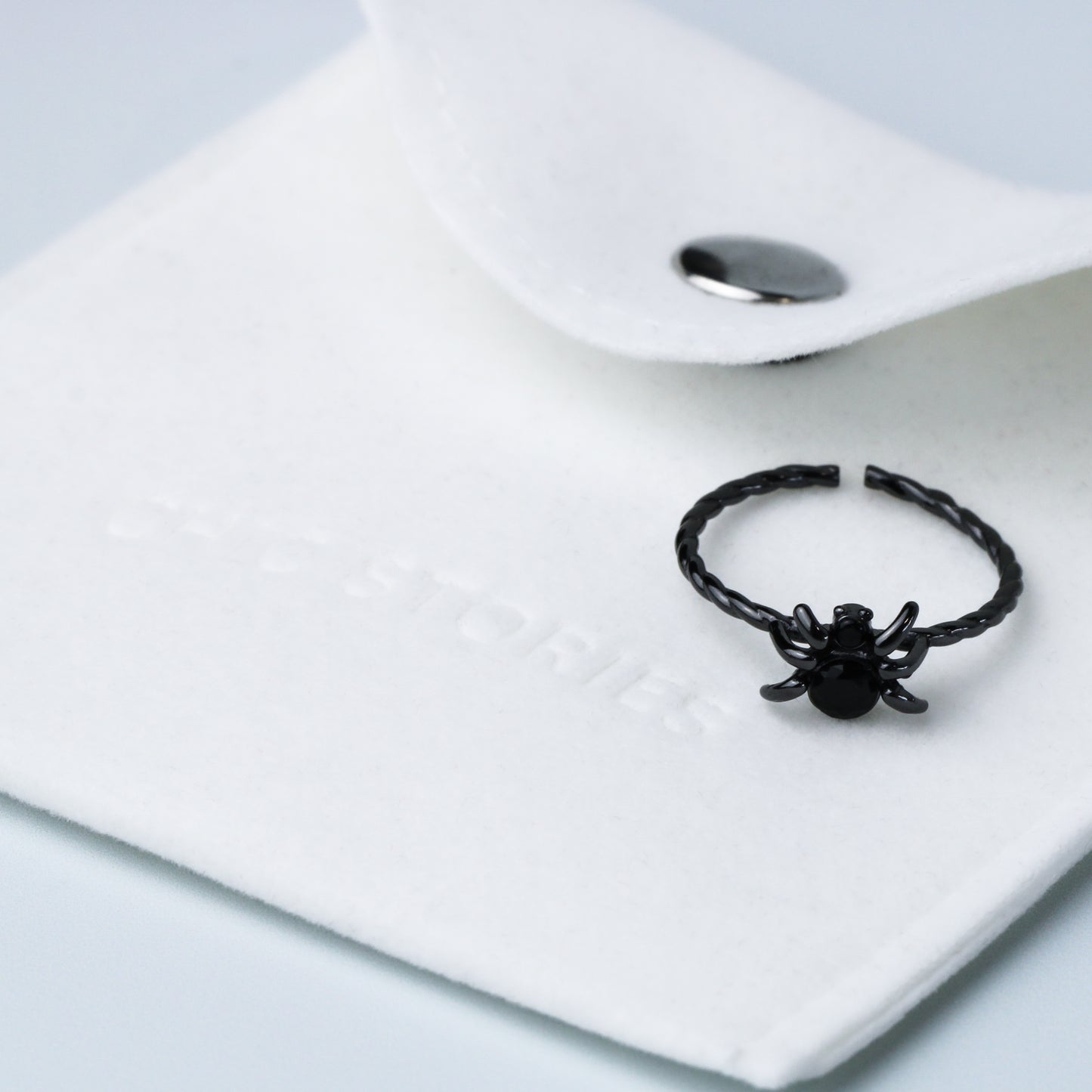 Black Crystal Spider Ring