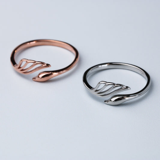 Minimalist Swan Adjustable Ring