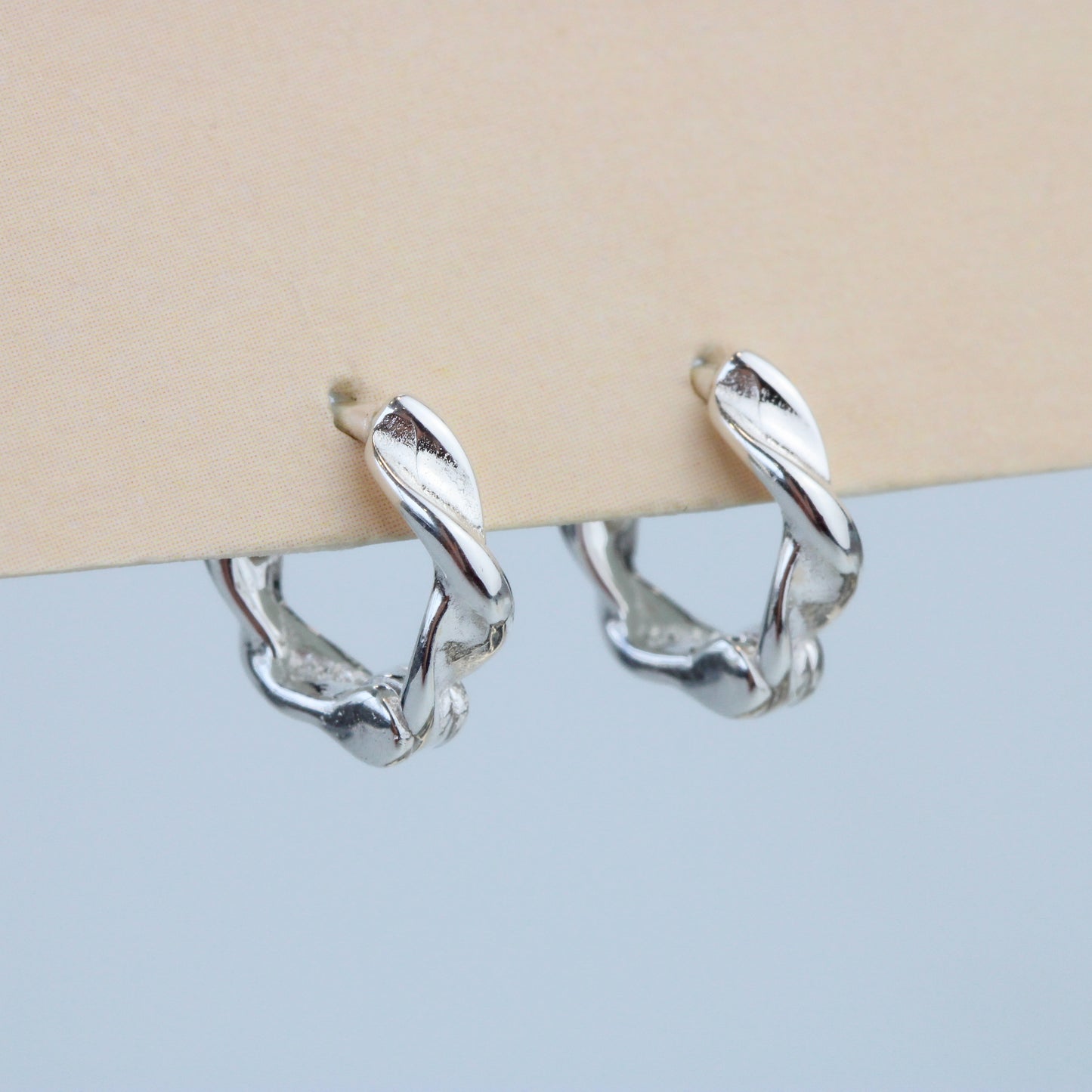 Tiny Twisted Huggie Hoop Earrings