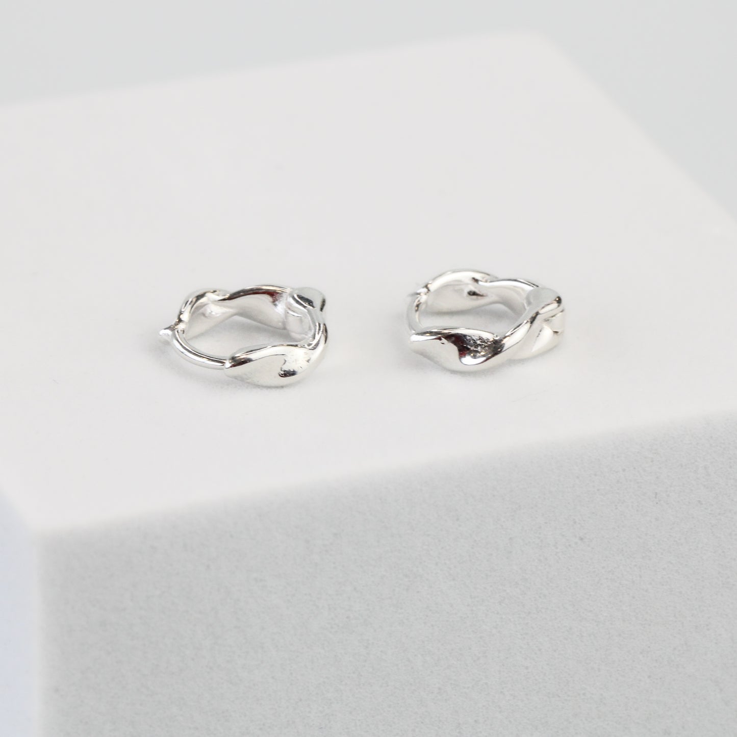 Tiny Twisted Huggie Hoop Earrings