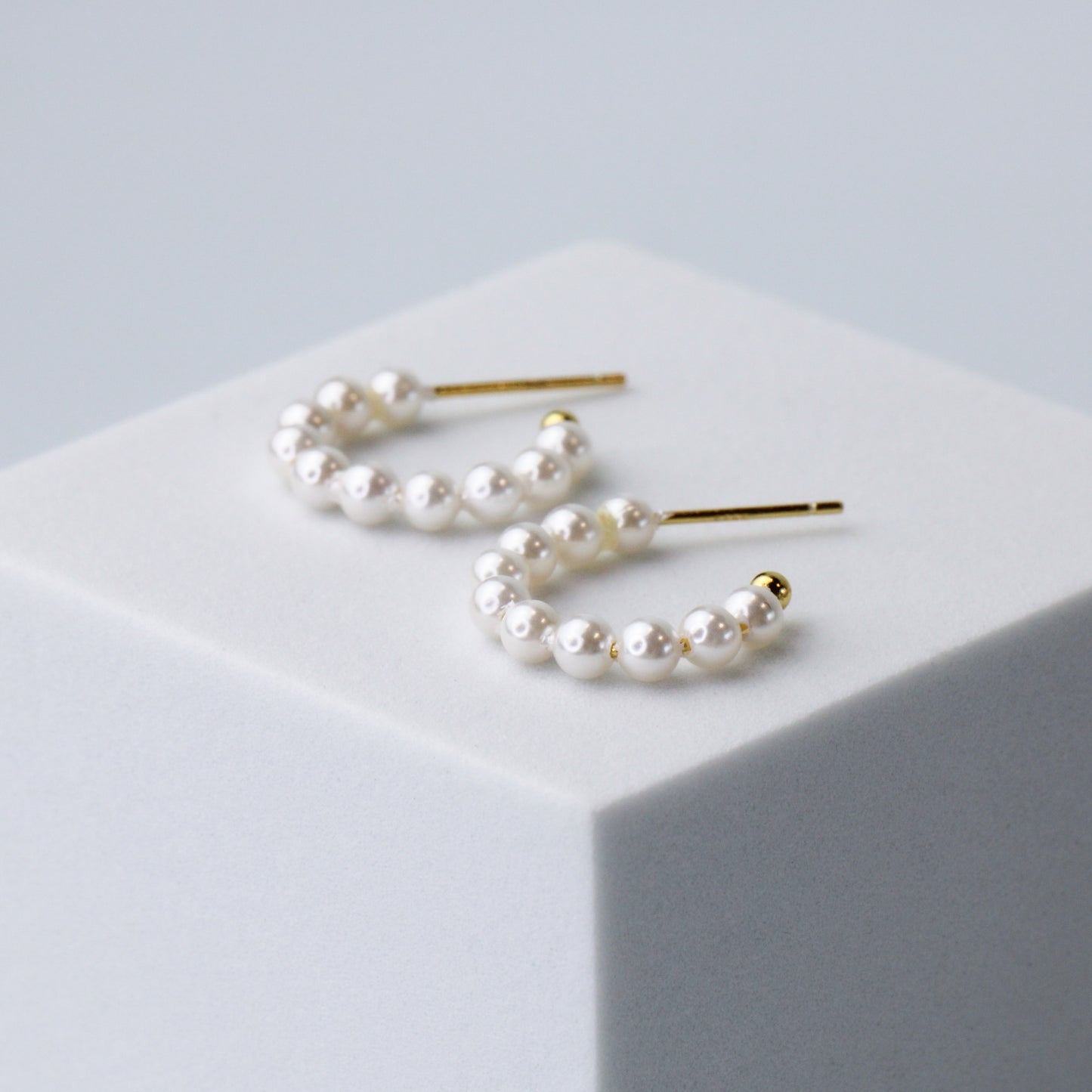 Pearl Huggie Hoop Earrings