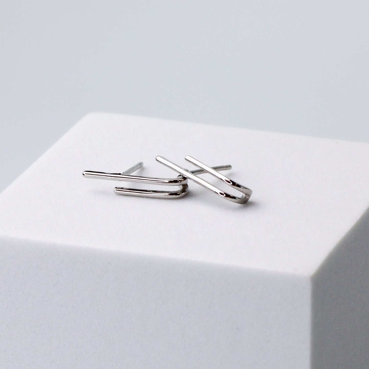 Double Bar Cuff Stud Earrings