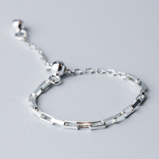 Rectangle Link Chain Adjustable Ring