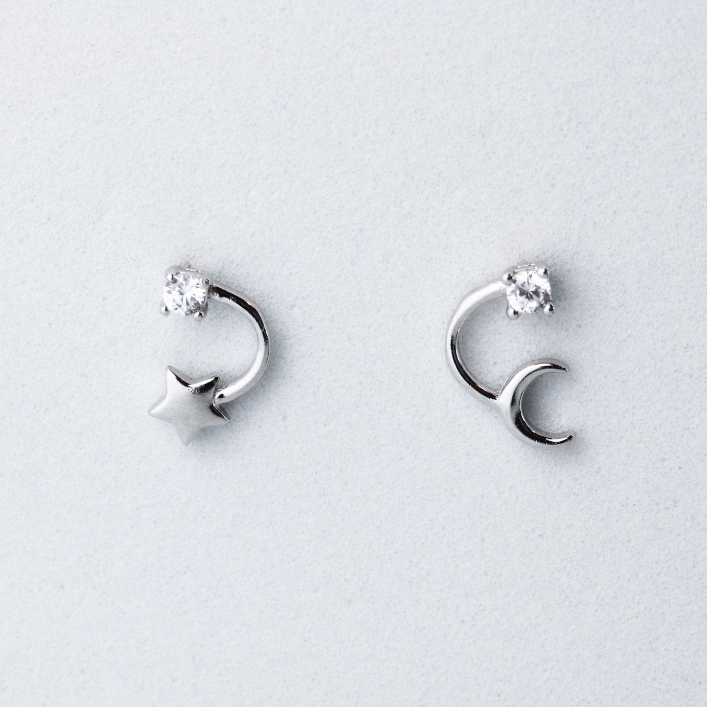 Crystal Detail Moon and Star Earrings