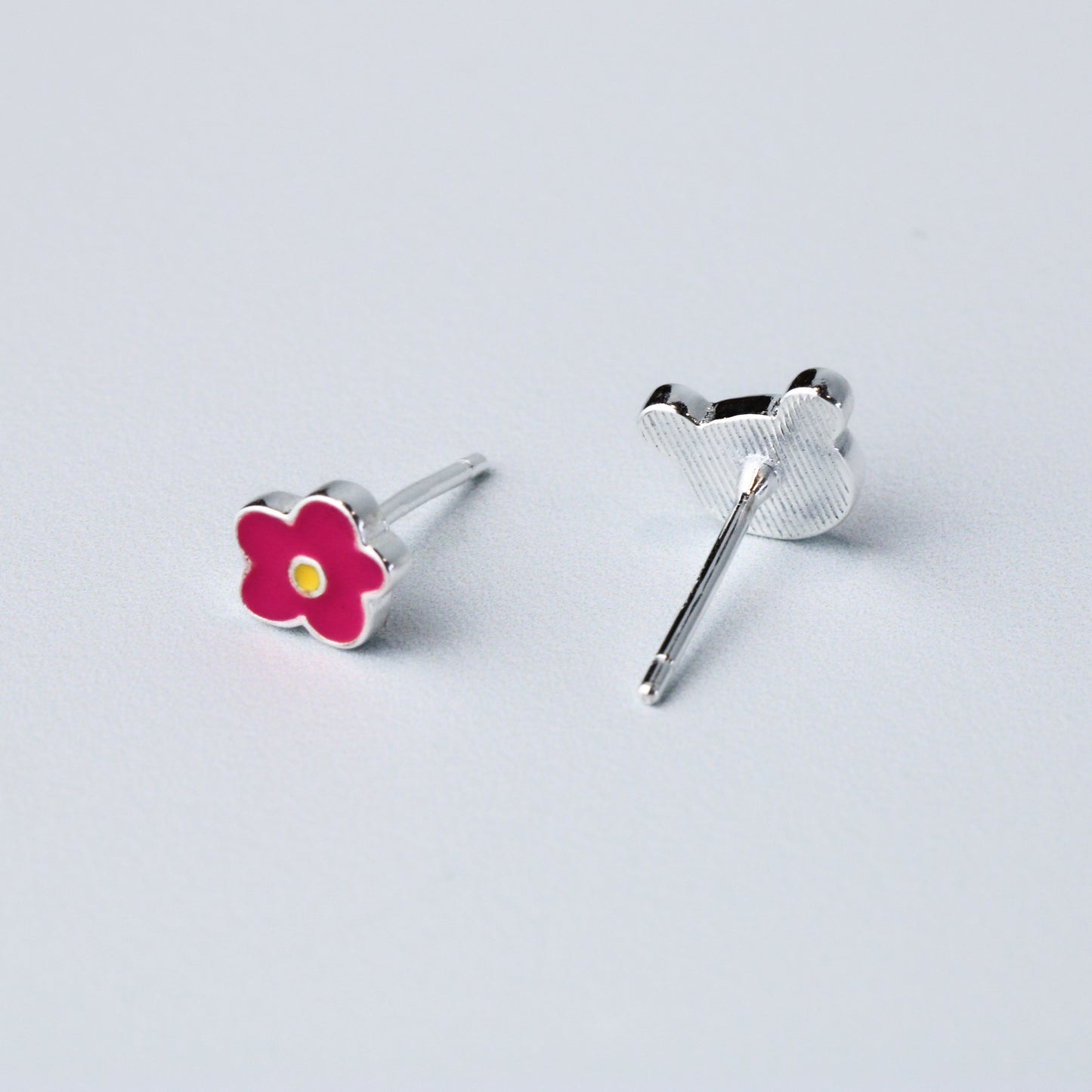 Bear and Flower Stud Earrings