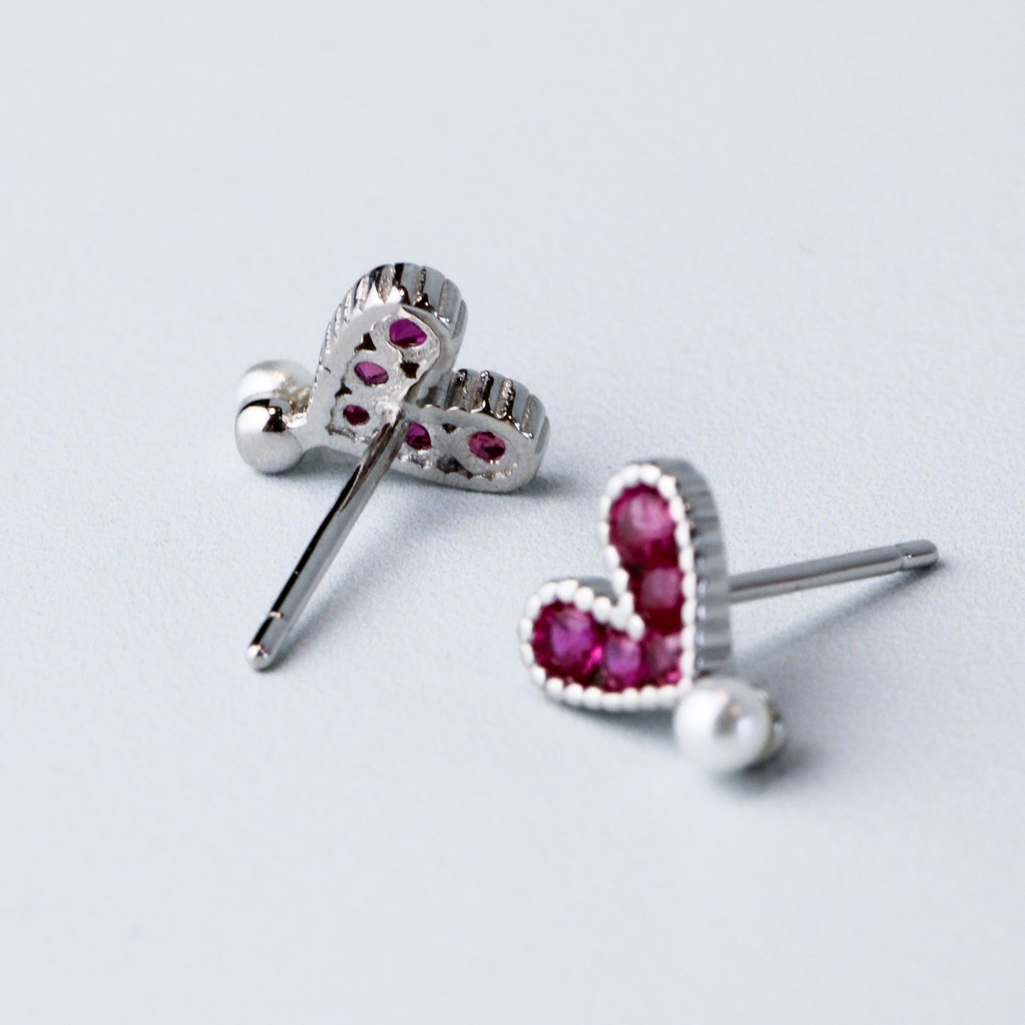 Crystal and Pearl Heart Stud Earrings