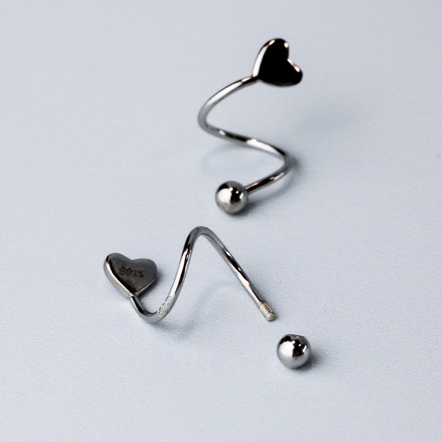 Screw Back Heart Spiral Earrings