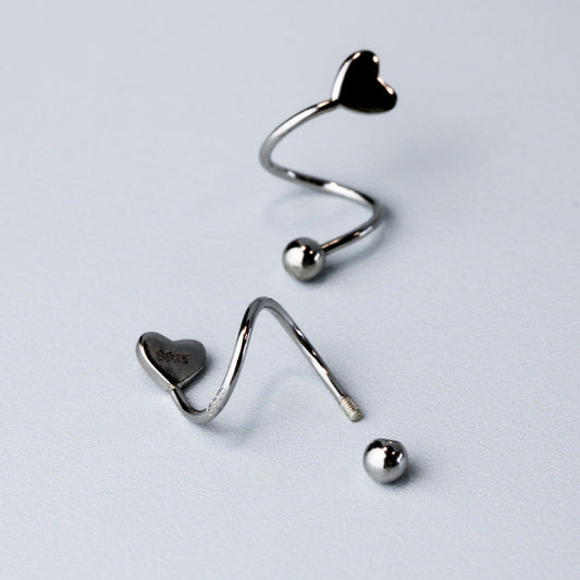 Screw Back Heart Spiral Earrings