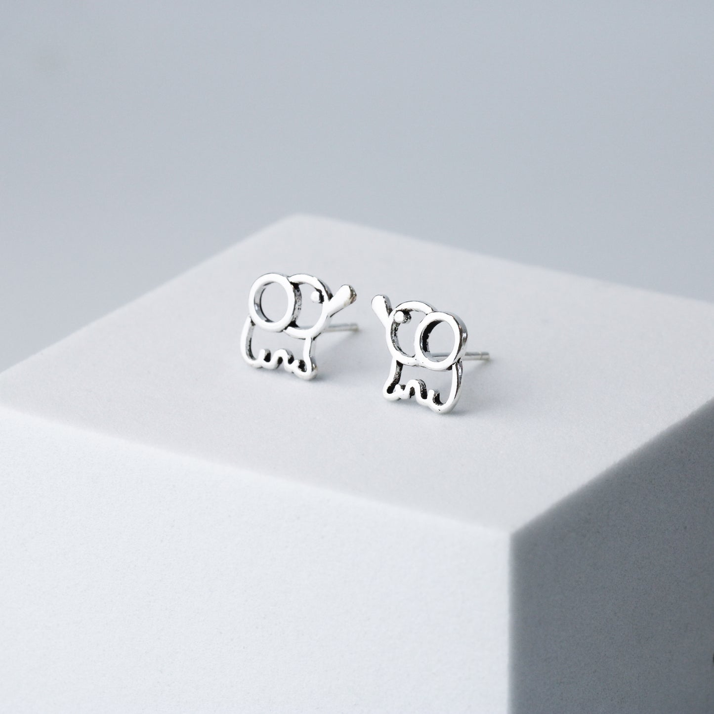 Elephant Outline Stud Earrings
