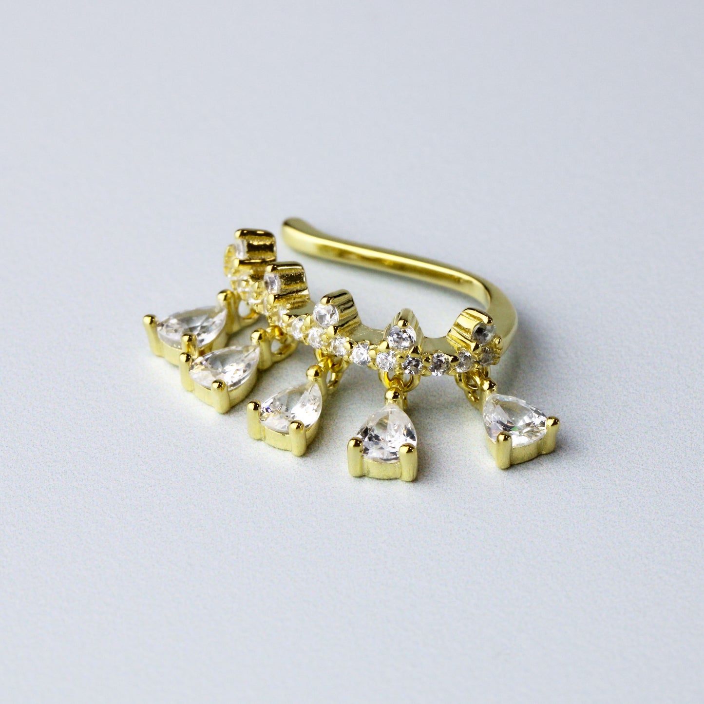 White Crystal Dangle Ear Cuff