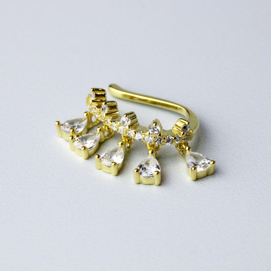 White Crystal Dangle Ear Cuff