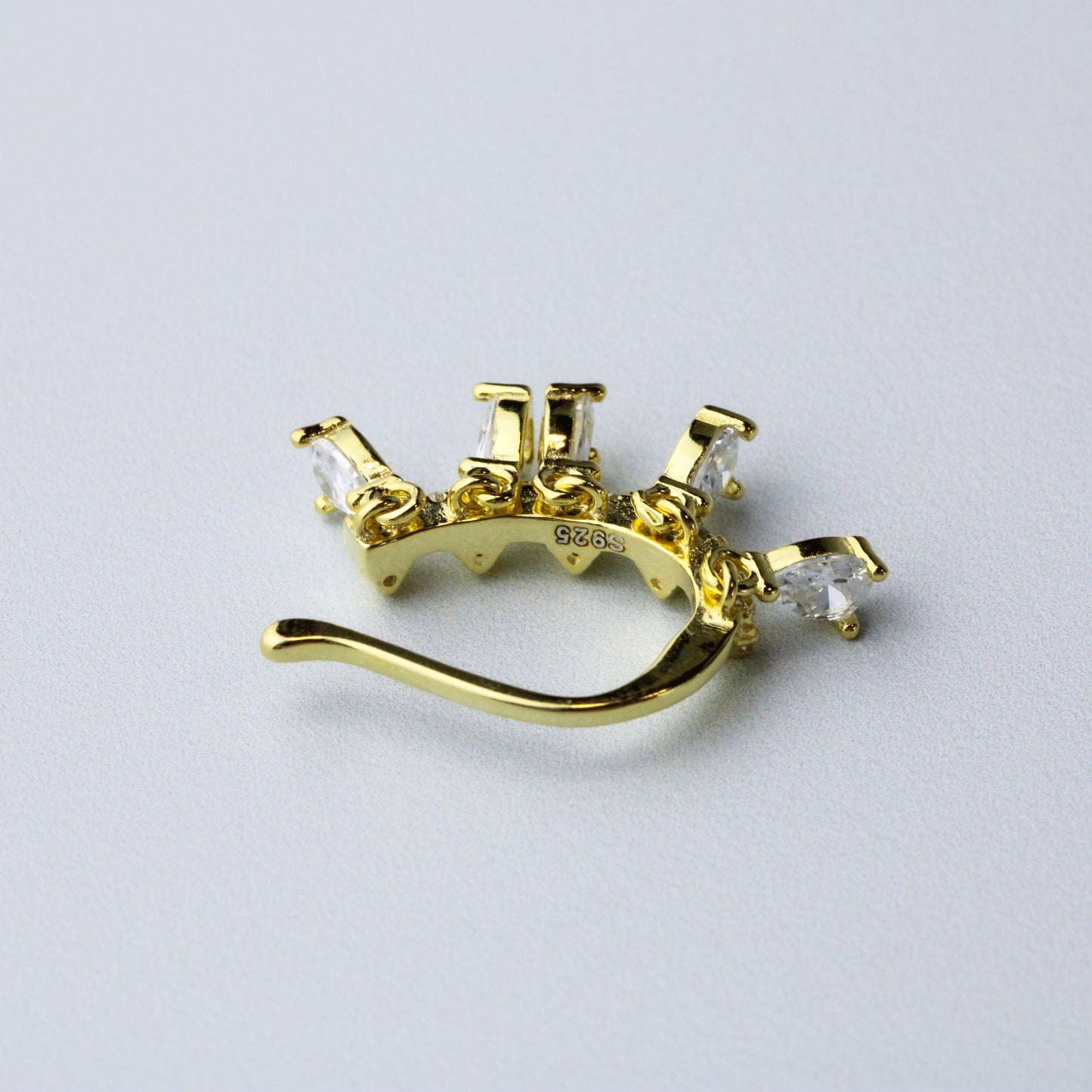 White Crystal Dangle Ear Cuff