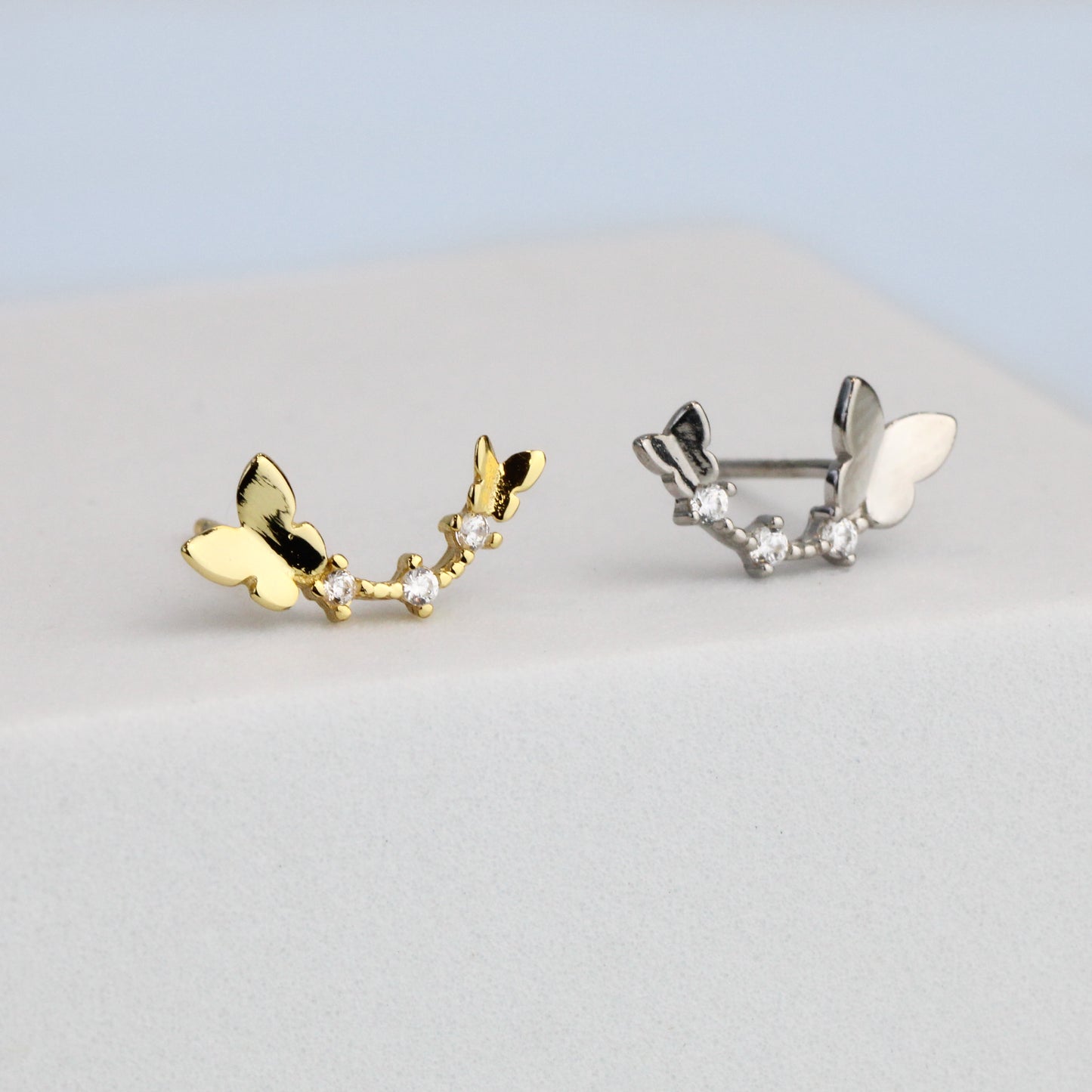 Crystal Detail Butterfly Stud Earrings