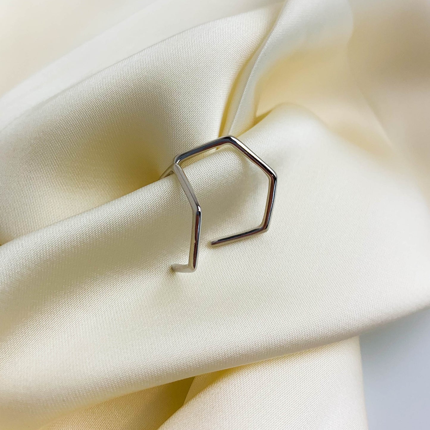 Hexagonal Open Hoop Earrings
