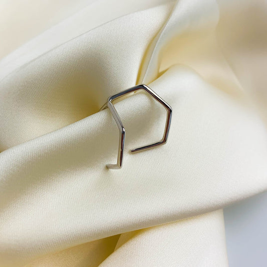 Hexagonal Open Hoop Earrings