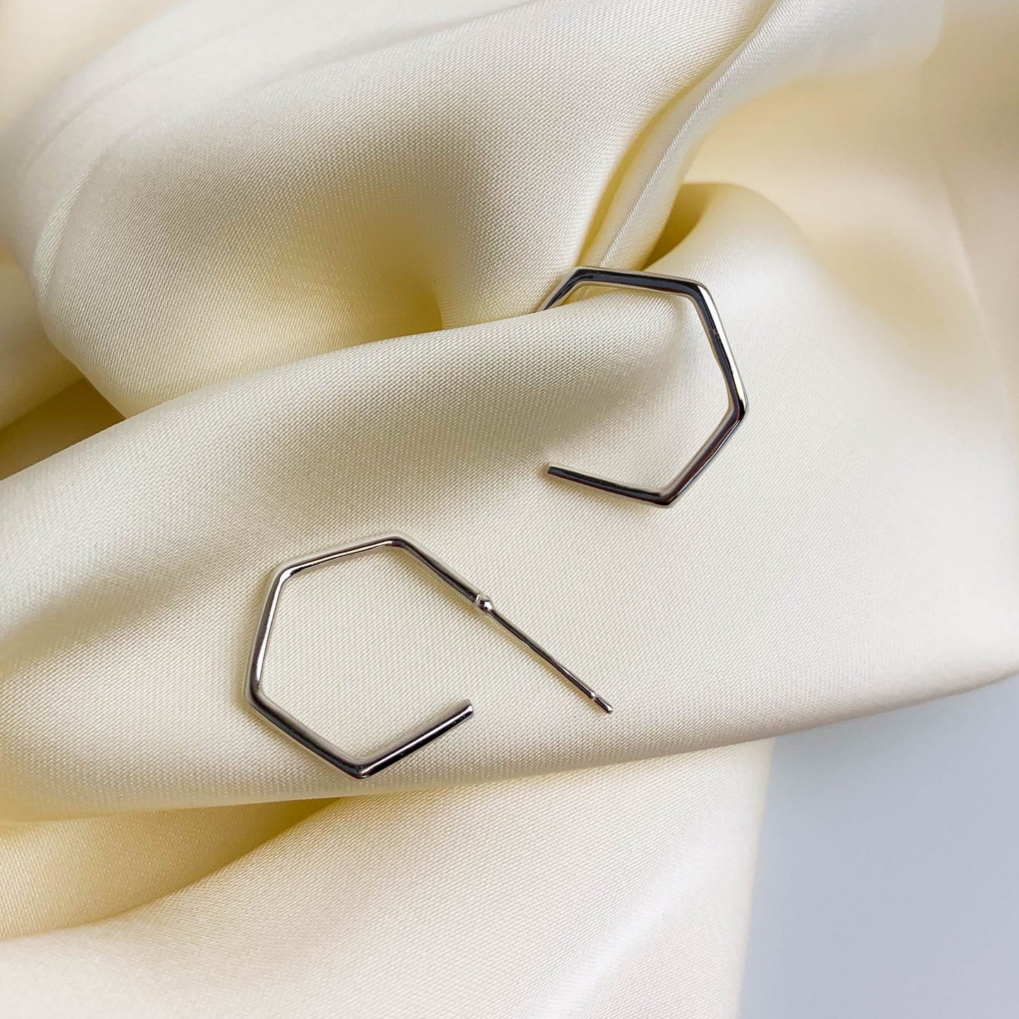 Hexagonal Open Hoop Earrings