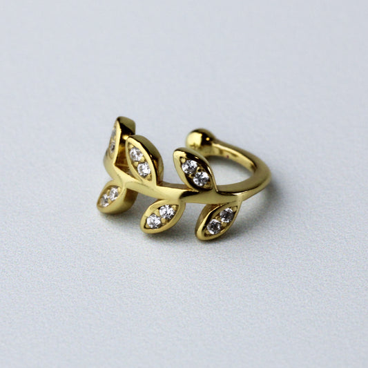 Crystal Detail Leaf Ear Cuff