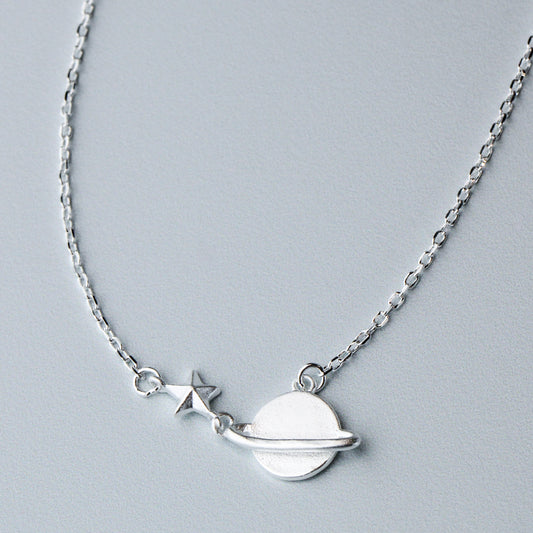 Saturn and Star Pendant Necklace