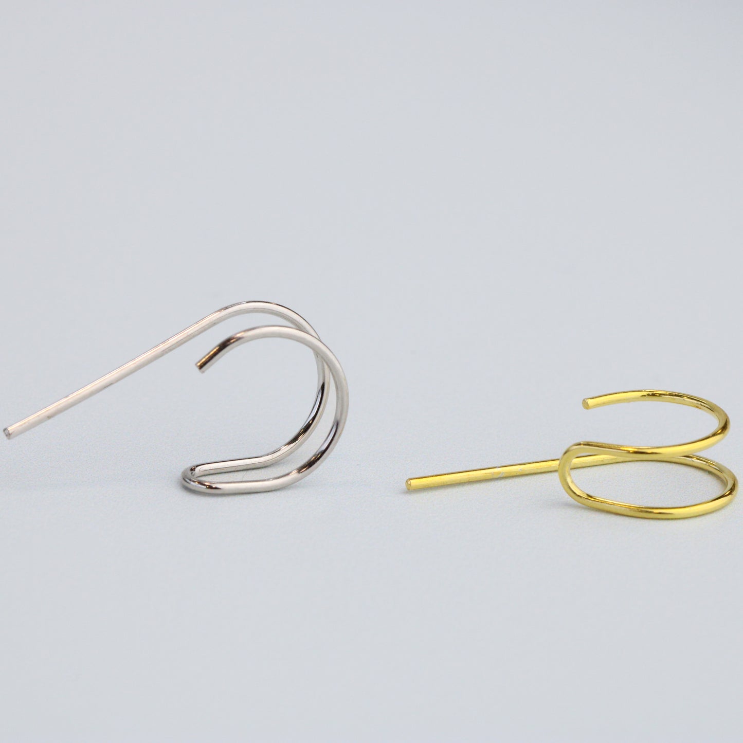 Double Bar Huggie Hoop Cuff Earrings