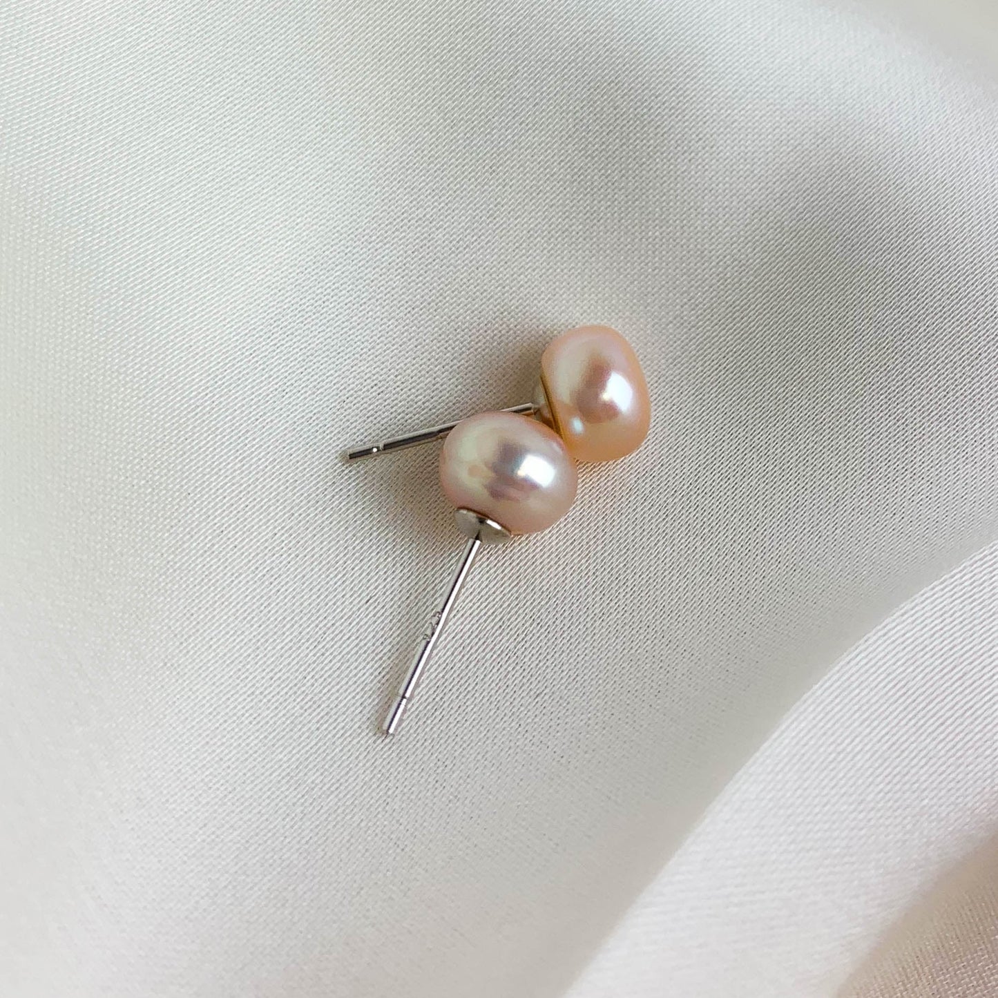 White, Champagne and Lilac Pearl Stud Earrings