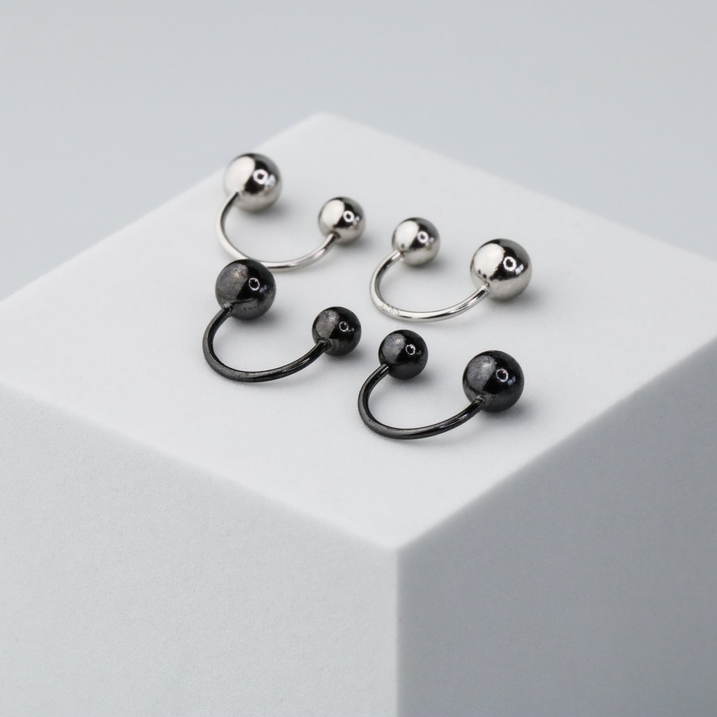 Screw Ball Back Ear Jacket Earrings