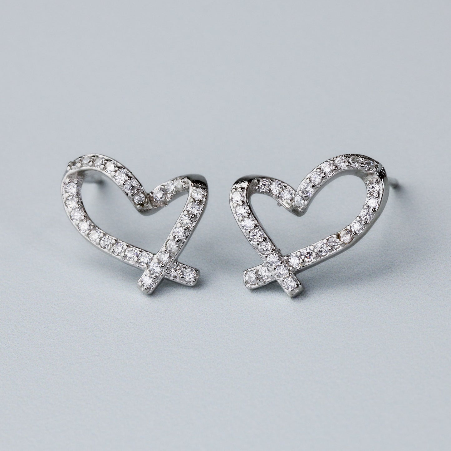 Sparkly Heart Stud Earrings