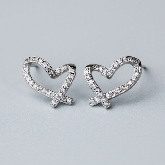 Sparkly Heart Stud Earrings
