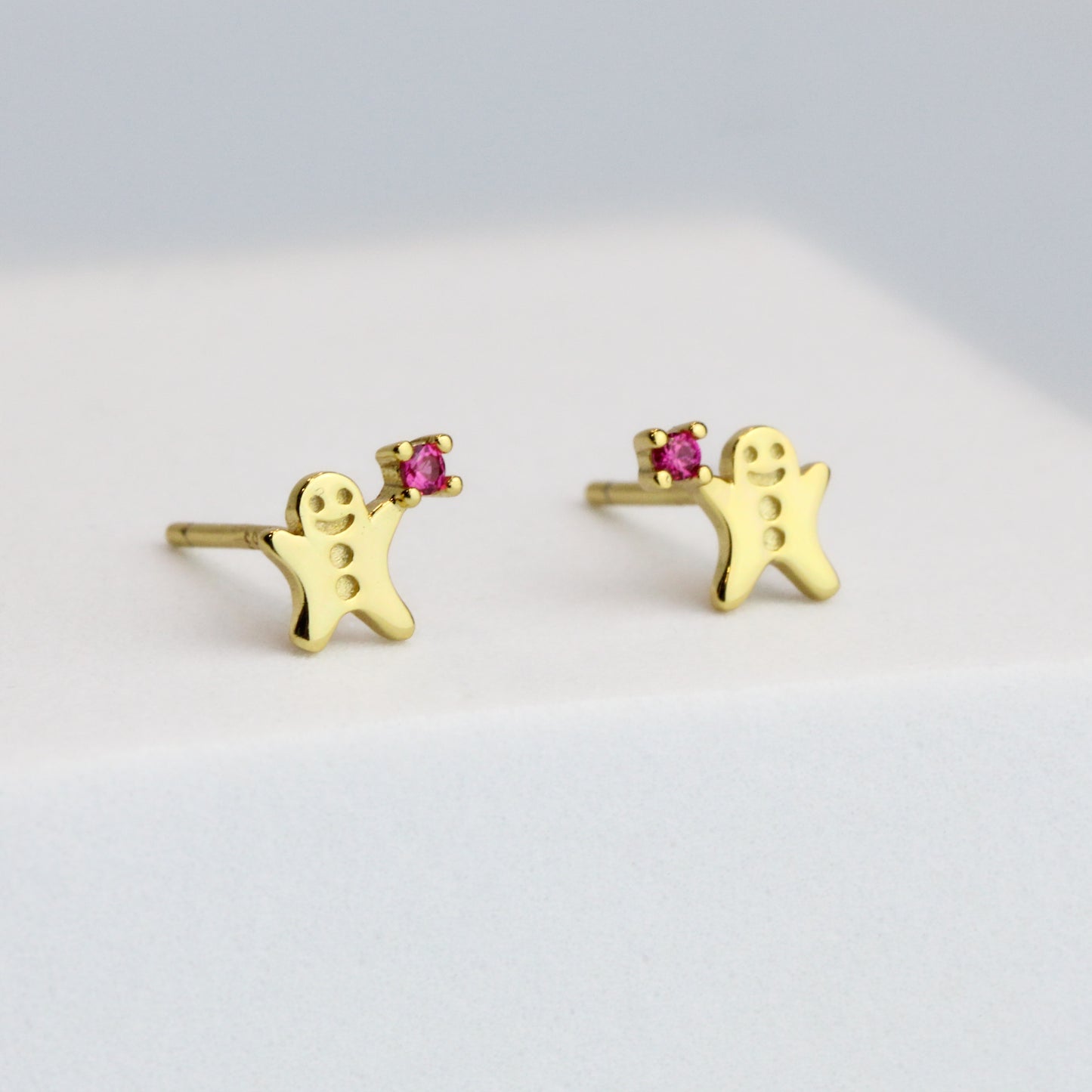 Gold Colour Gingerbread Man Stud Earrings