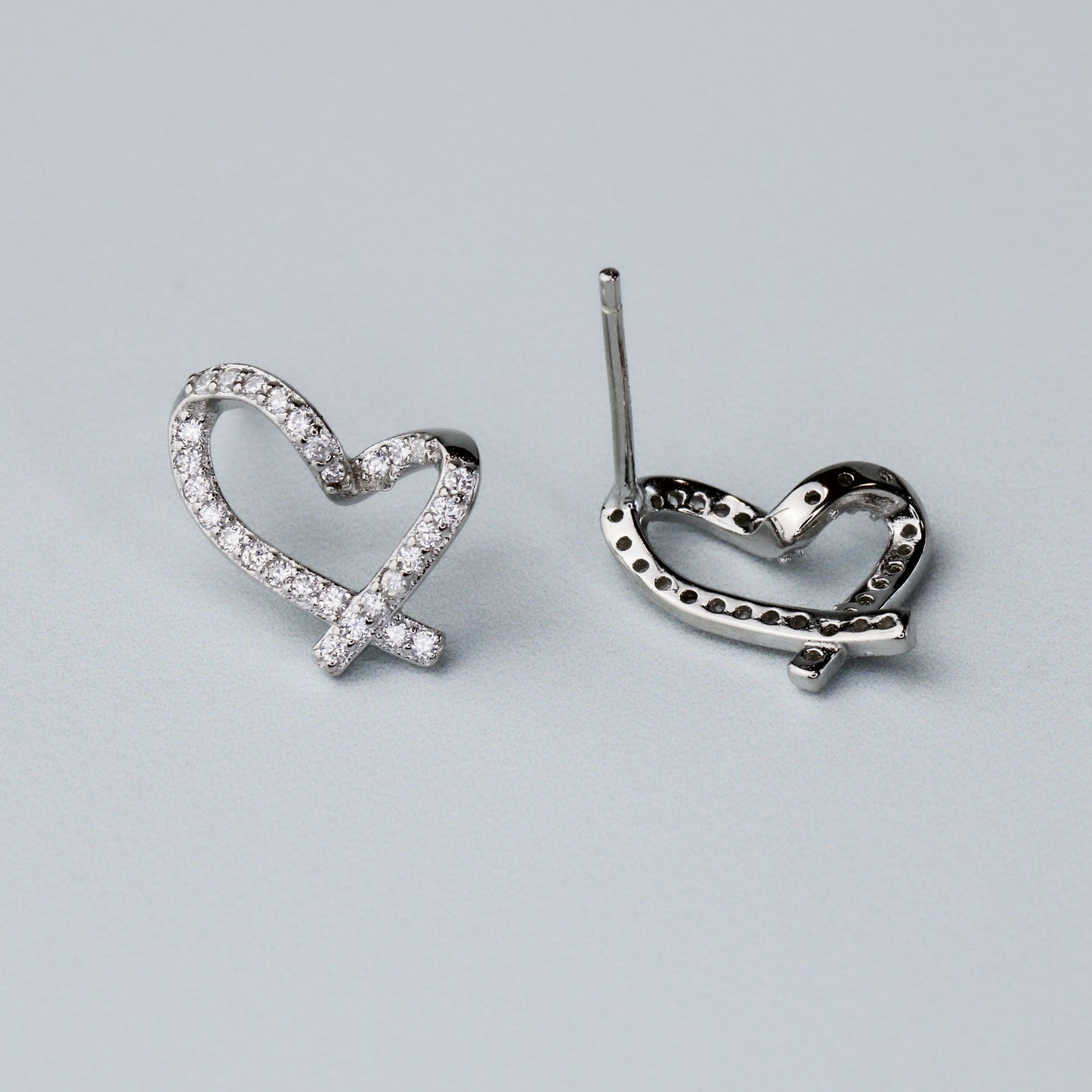 Sparkly Heart Stud Earrings