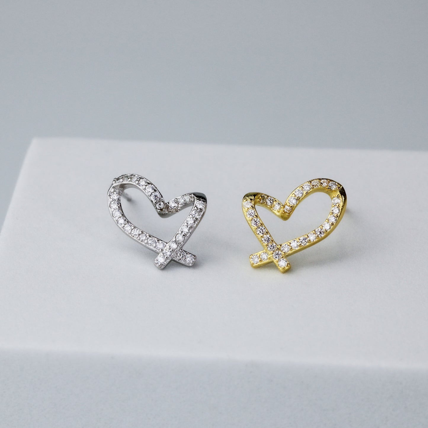 Sparkly Heart Stud Earrings