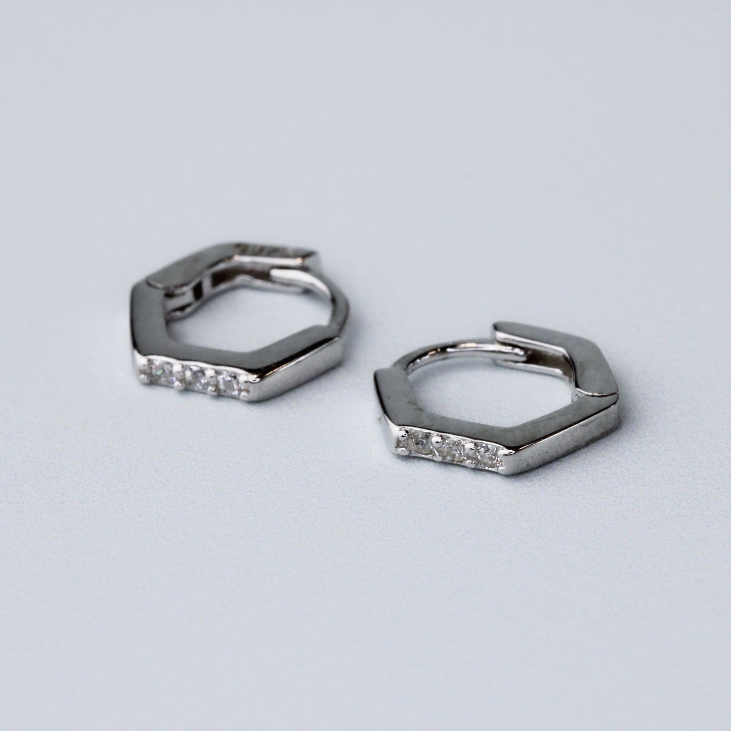 Hexagonal Huggie Hoops