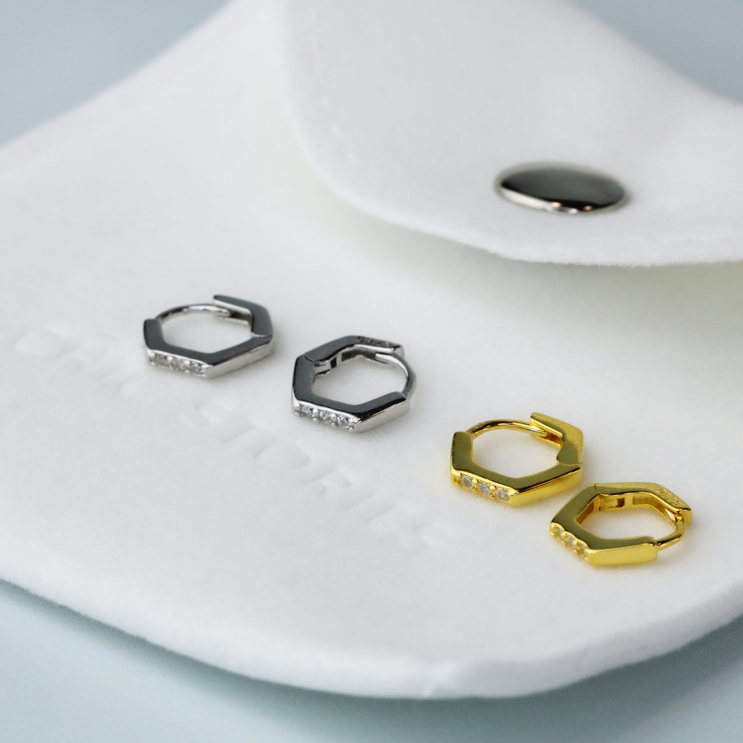 Hexagonal Huggie Hoops
