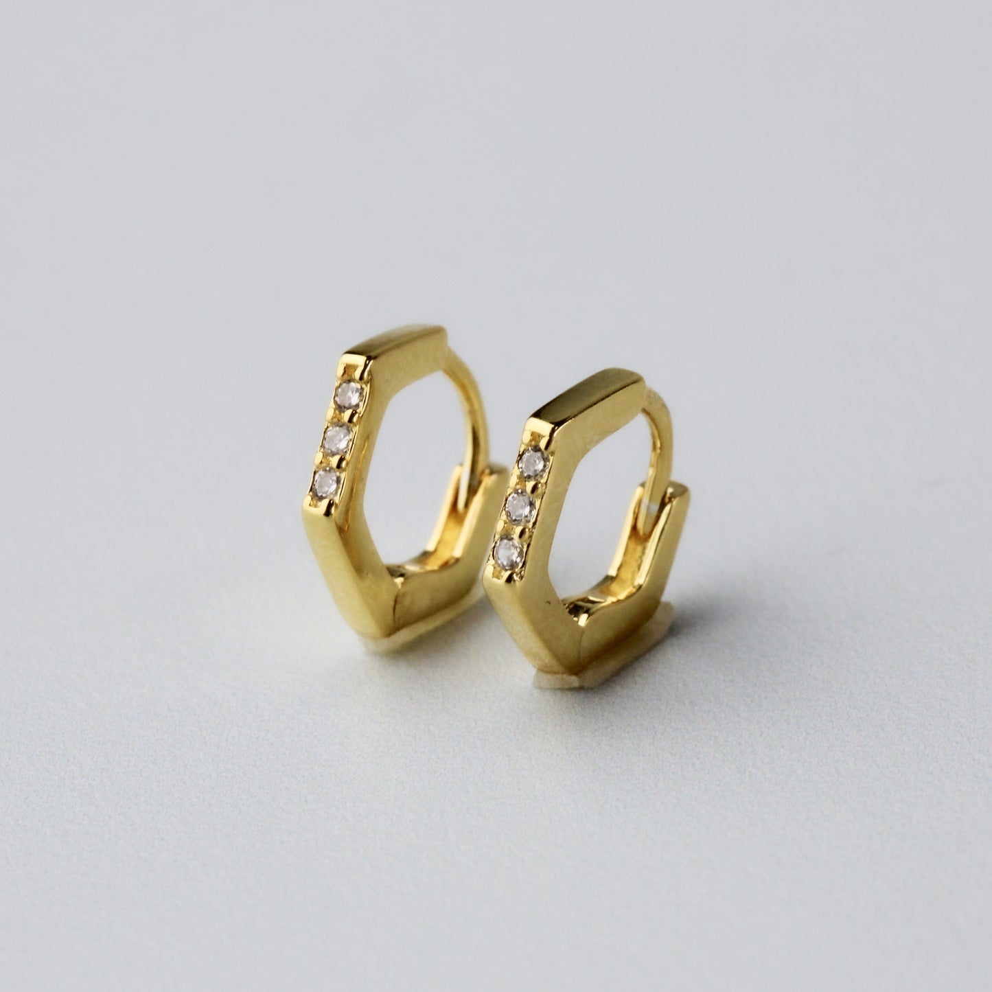 Hexagonal Huggie Hoops