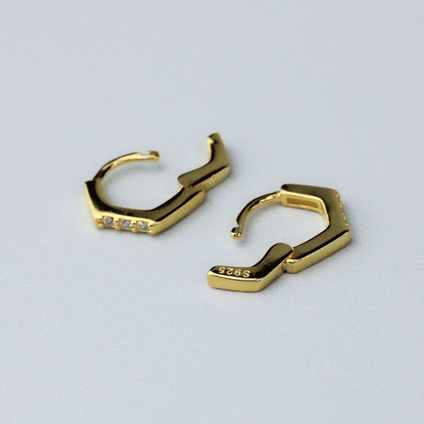 Hexagonal Huggie Hoops