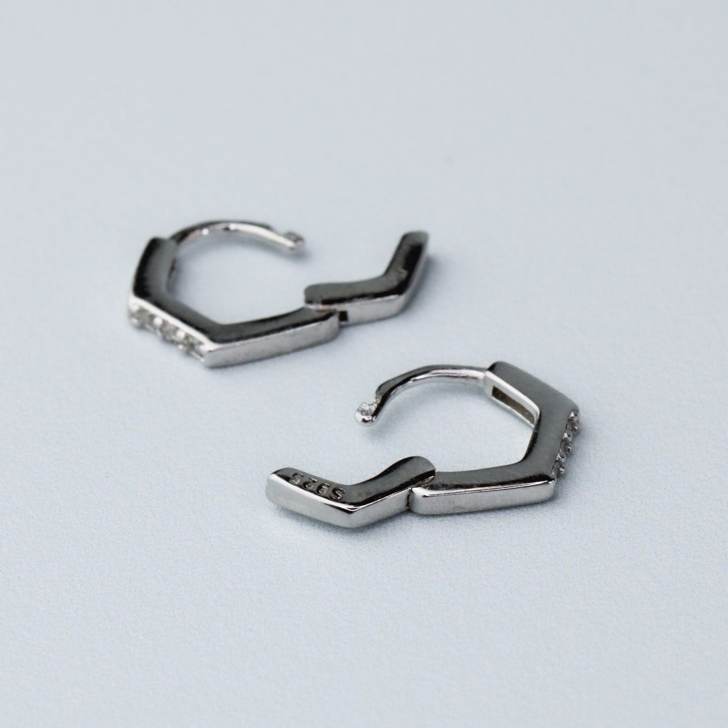 Hexagonal Huggie Hoops