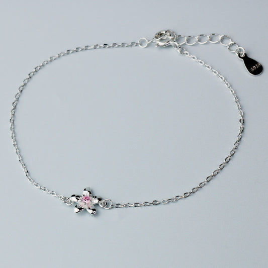 Pink Crystal Flower Bracelet