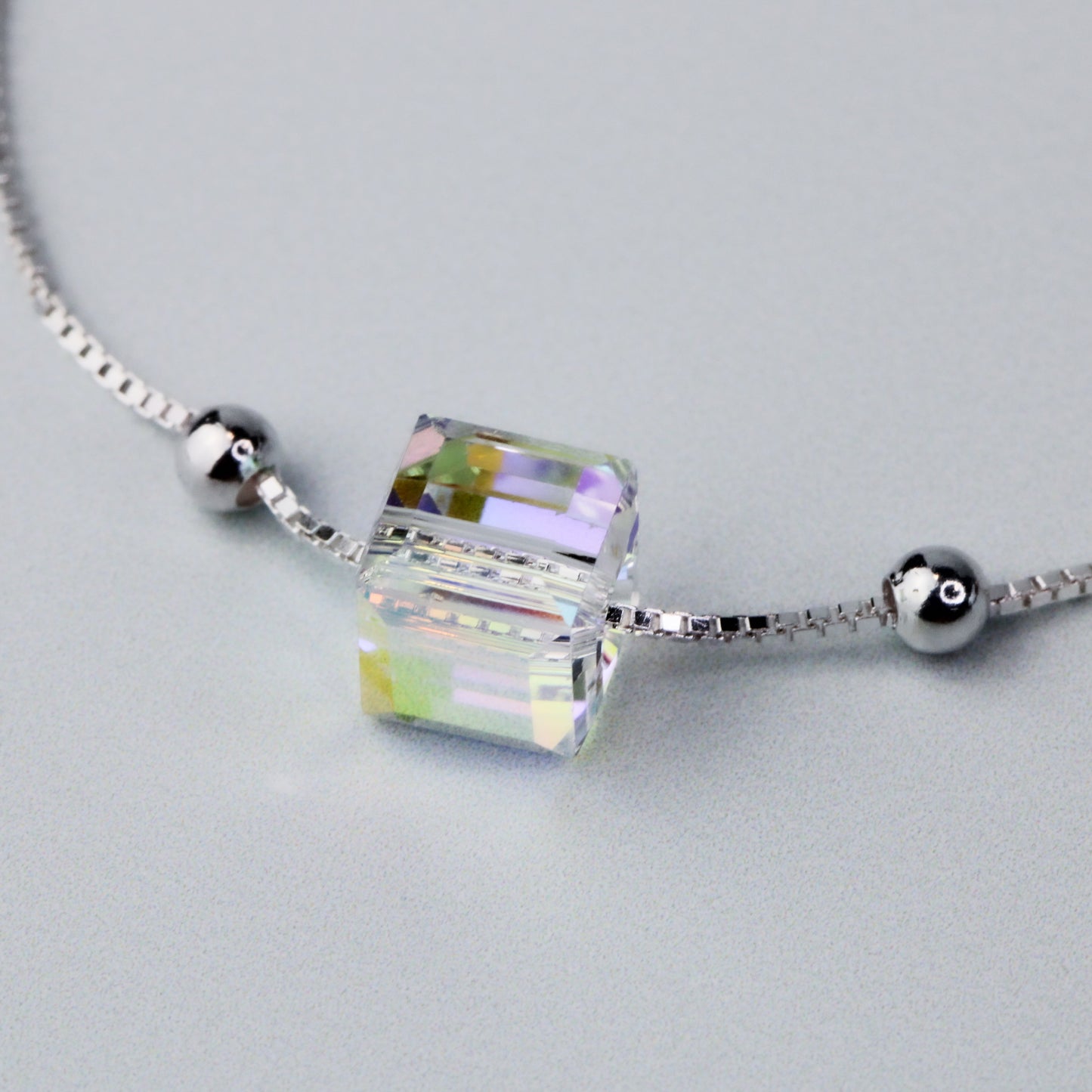 Iridescent Cube Bead Bracelet