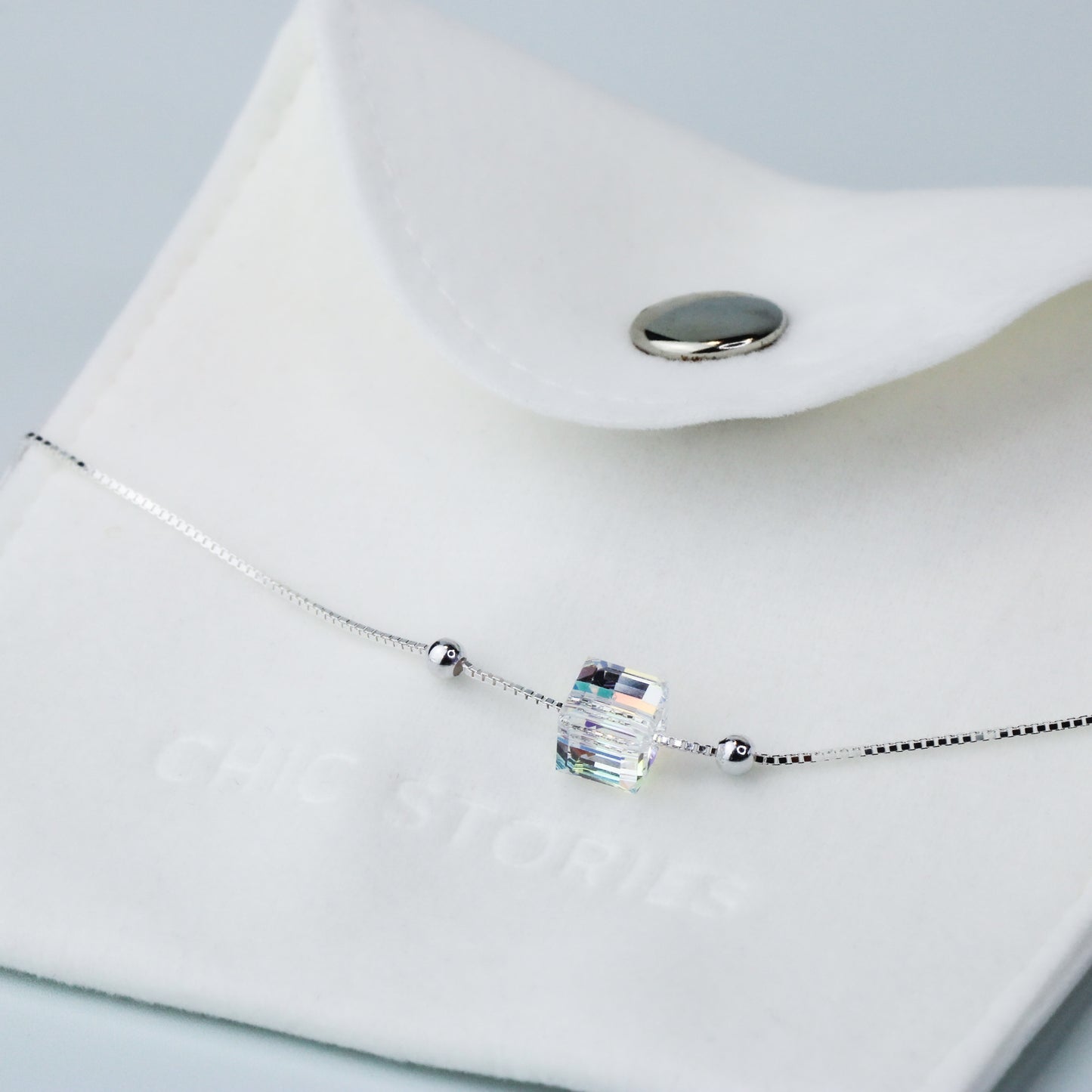 Iridescent Cube Bead Bracelet