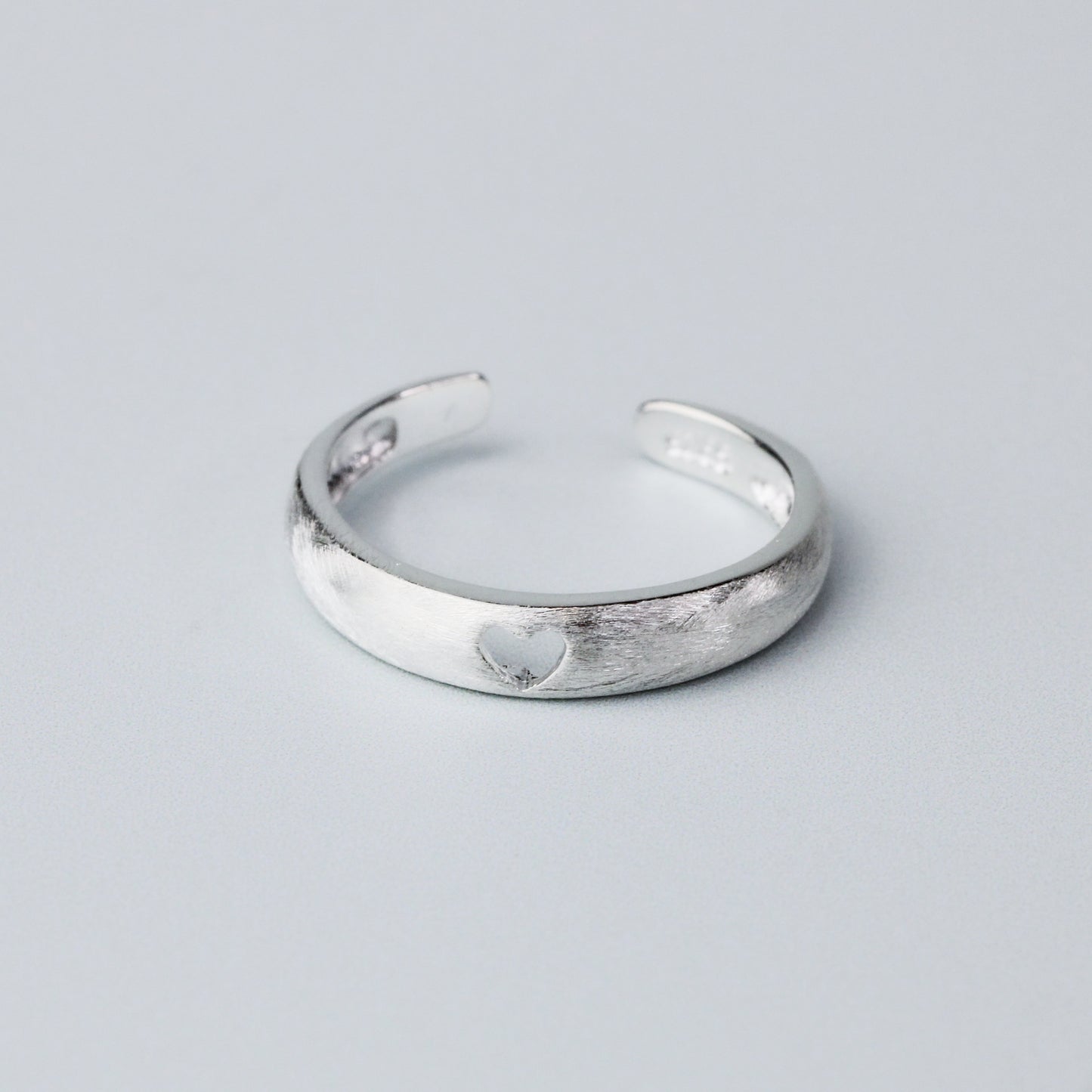 Brushed Silver Heart Cut Out Ring