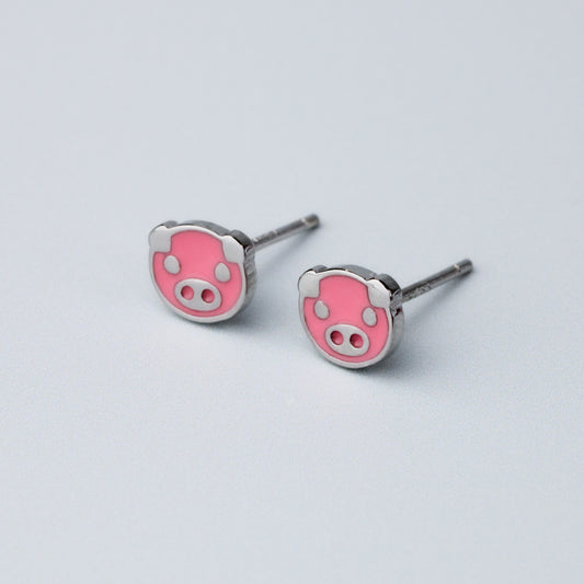 Pink Pig Stud Earrings