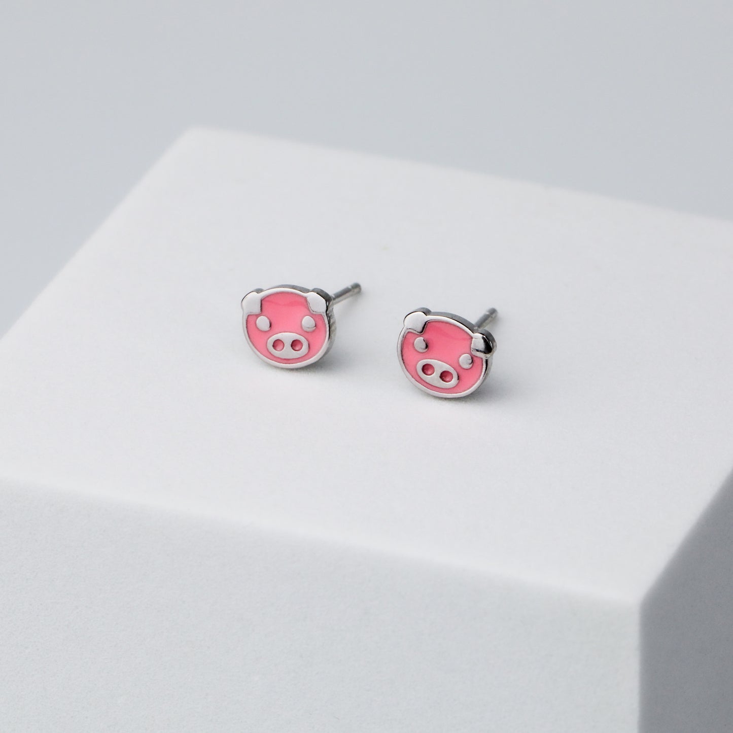 Pink Pig Stud Earrings