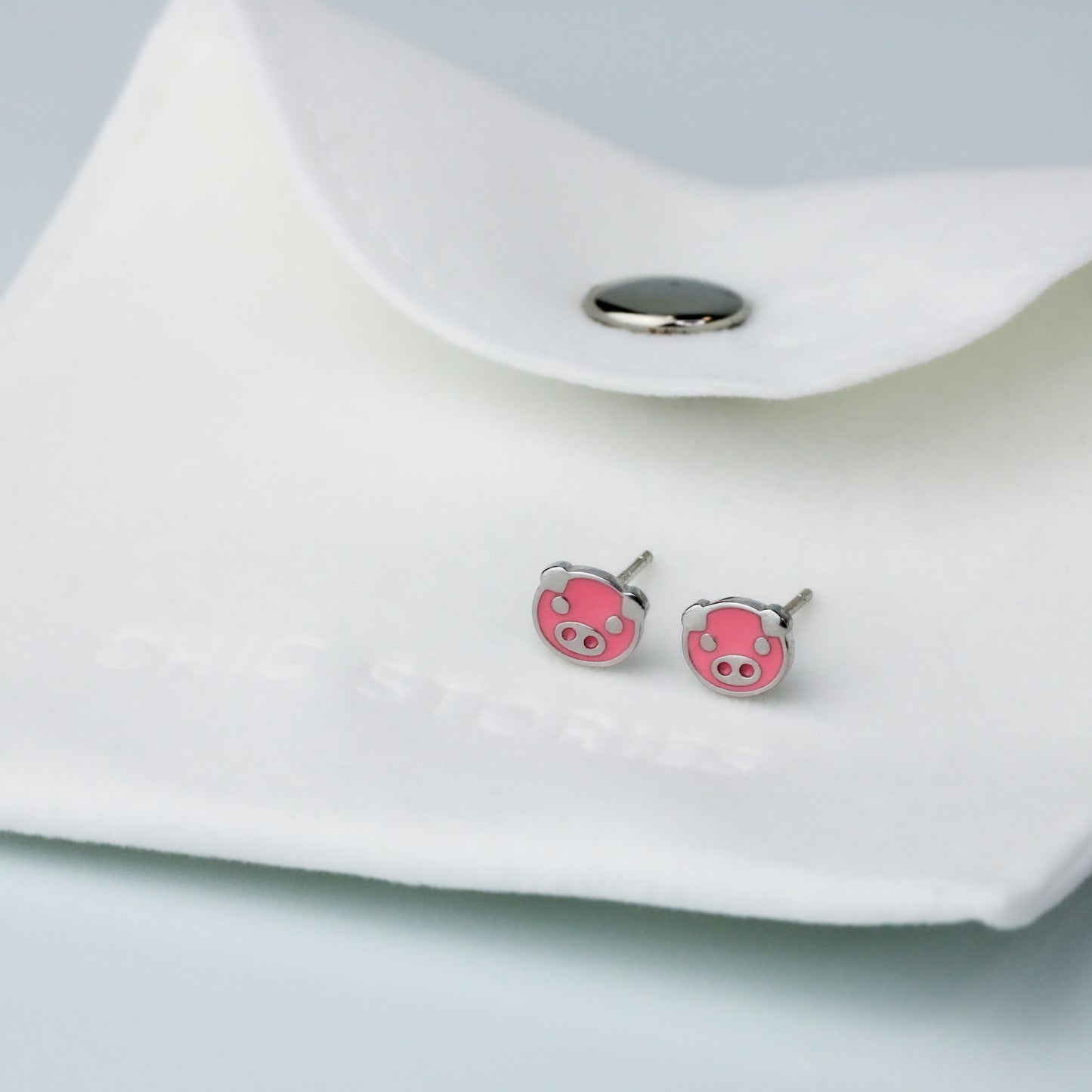 Pink Pig Stud Earrings